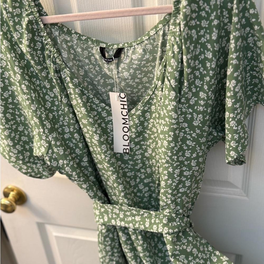 BloomChic Sage Green Floral Midi Dress